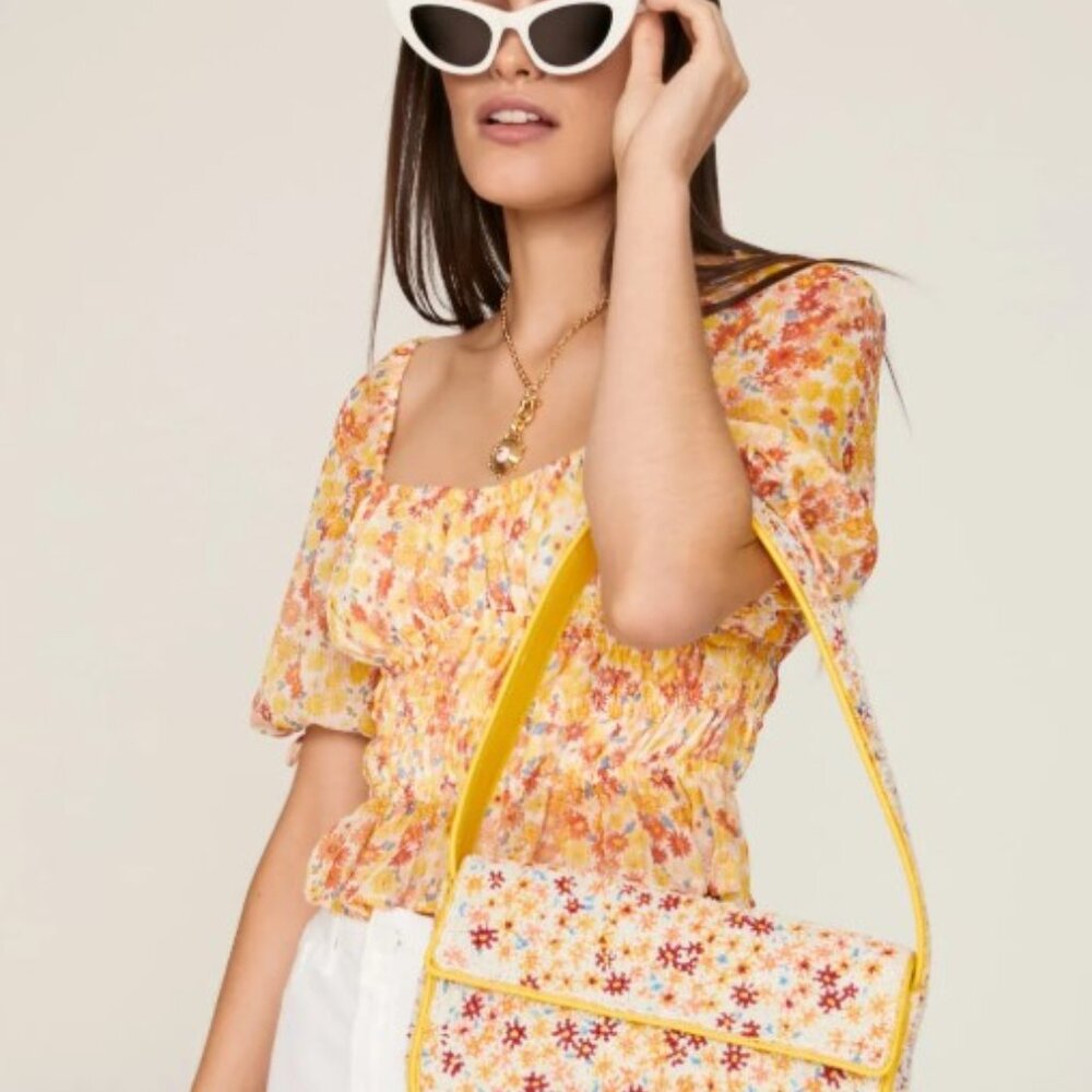 STAUD Floral Tommy Beaded Bag